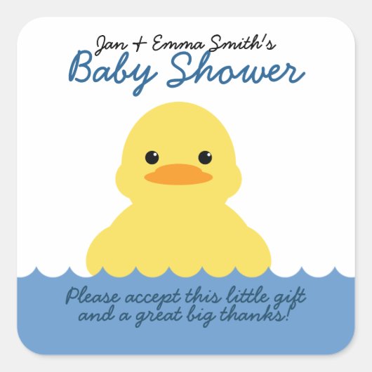 Schattig rubber ducky BABY SHOWER Party Favor Labe Vierkante Sticker (Voorkant)