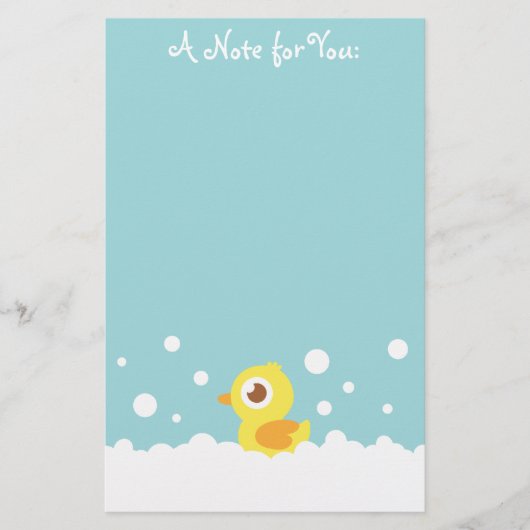 Schattig rubberen eendje in bubbelbad briefpapier (Voorkant)