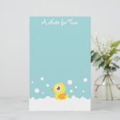 Schattig rubberen eendje in bubbelbad briefpapier (Staand voorkant)