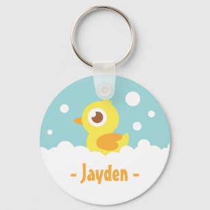 Schattig rubberen eendje in bubbelbad sleutelhanger