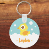 Schattig rubberen eendje in bubbelbad sleutelhanger (Voorkant)