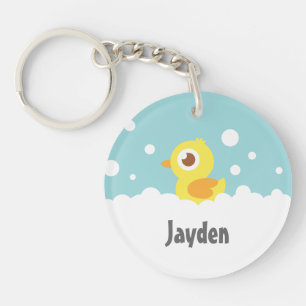 Schattig rubberen eendje in bubbelbad sleutelhanger