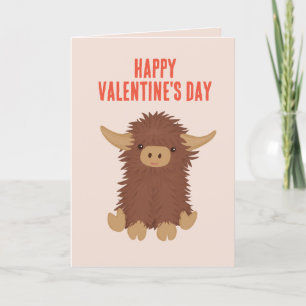 Schattig, ruig Highland rund Valentijnsdesign Feestdagen Kaart