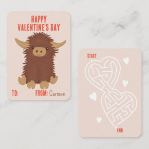 Schattig, ruige Highland koe klas Valentijnskaart Notitiekaartje