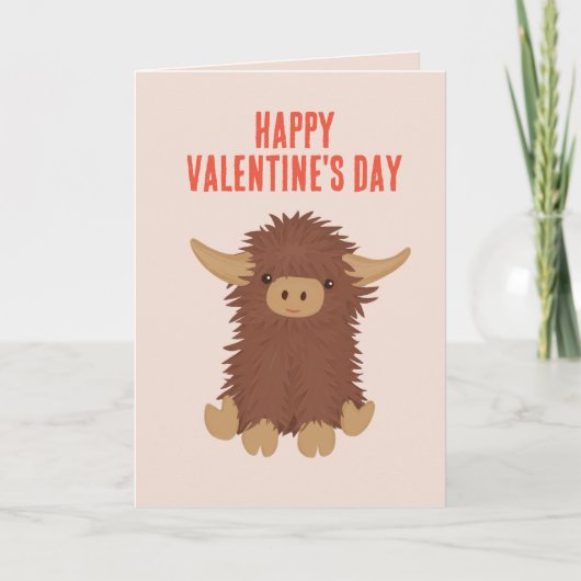 Schattig, ruige Highland koe Valentijnsdesign Feestdagen Kaart (Voorkant)
