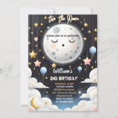 schattig ruimte nacht hemel twee de maan 2e verjaa kaart (Voorkant)