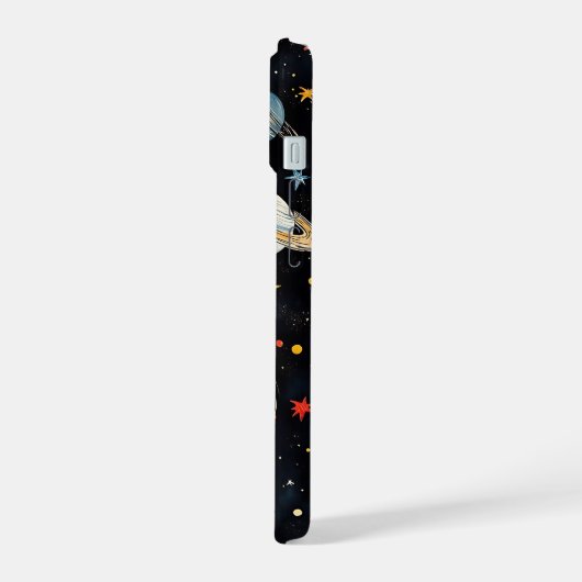 Schattig Ruimte Planeten Patroon iPhone 15 Case (Linkerkant)