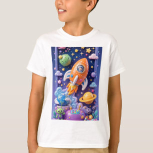 Schattig ruimtevaartavontuur 3D-raket verticaal T-shirt