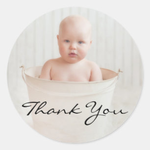 Schattig rustiek Baby shower Dank u Ronde Sticker