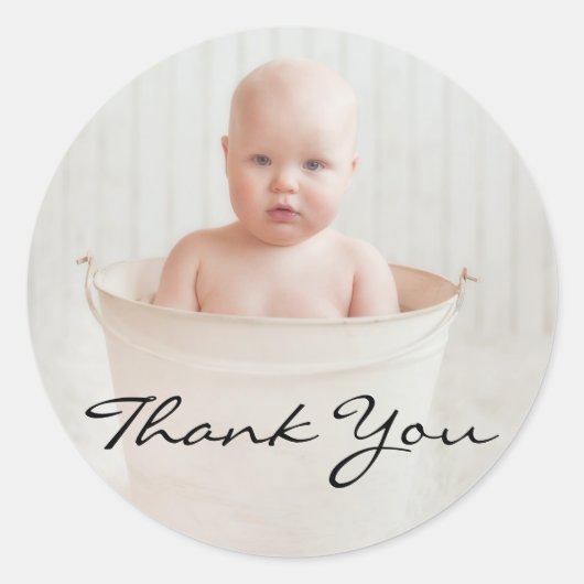 Schattig rustiek Baby shower Dank u Ronde Sticker (Voorkant)