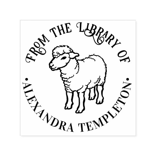 Schattig rustiek lam schaap ooi bibliotheek boek n  zelfinktende stempel (Design)