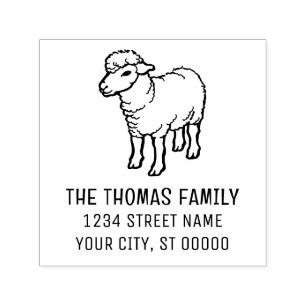 Schattig Rustieke Lam Schaap Ooi Naam Retouradres Zelfinktende Stempel
