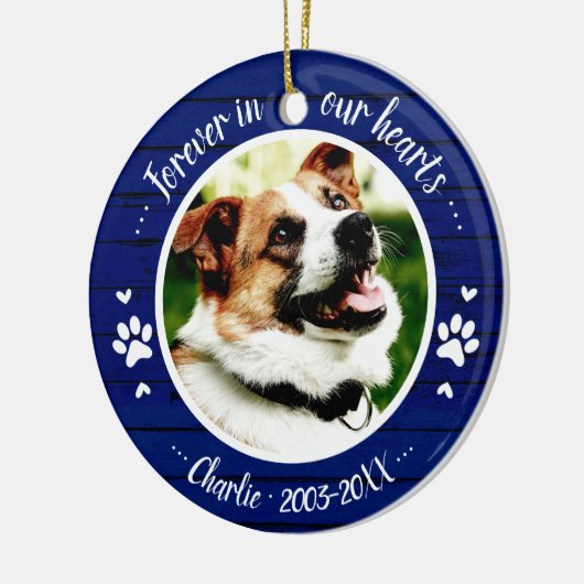 Schattig Rustisch Dog Pet Memorial - Aangepast Fot Keramisch Ornament (Links)