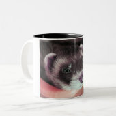 Schattig Sable Ferret Foto Tweekleurige Koffiemok (Voorkant links)