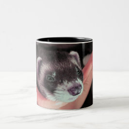 Schattig Sable Ferret Foto Tweekleurige Koffiemok