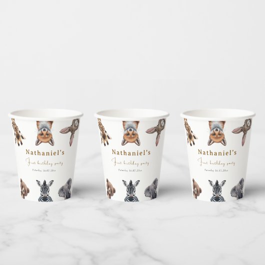 Schattig Safari bos Dieren Verjaardag Papieren Bekers (Multi)
