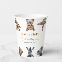 Schattig Safari bos Dieren Verjaardag Papieren Bekers