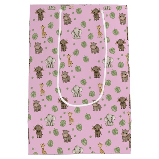 schattig safari dier patroon medium cadeauzakje (Achterkant)