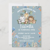 schattig safari zoo dierlijk oerwoud Floral Verjaa Kaart (Voorkant)