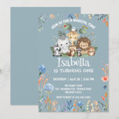 schattig safari zoo dierlijk oerwoud Floral Verjaa Kaart (Voorkant / Achterkant)