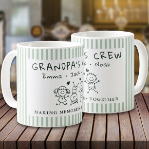 Schattig saliegroen gestreepte opa crew aangepaste koffiemok