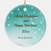 Schattig Santa Hat Black Kat in Sneeuwversier Keramisch Ornament (Achterkant)