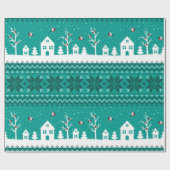 Schattig Santa Pattern Blauwgroen Kerstmis Cadeaupapier (Vlak)