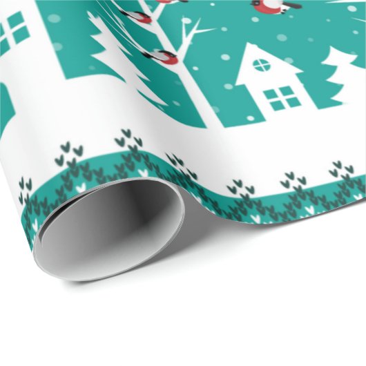 Schattig Santa Pattern Blauwgroen Kerstmis Cadeaupapier (Rol Hoek)