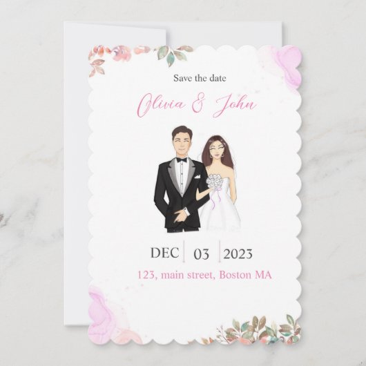 schattig, save the date, platte Save The Date kaar (Voorkant)
