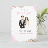 schattig, save the date, platte Save The Date kaar (Staand voorkant)