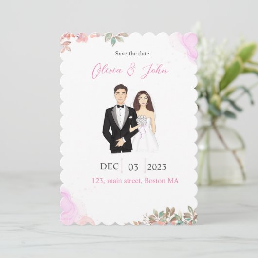 schattig, save the date, platte Save The Date kaar (Staand voorkant)