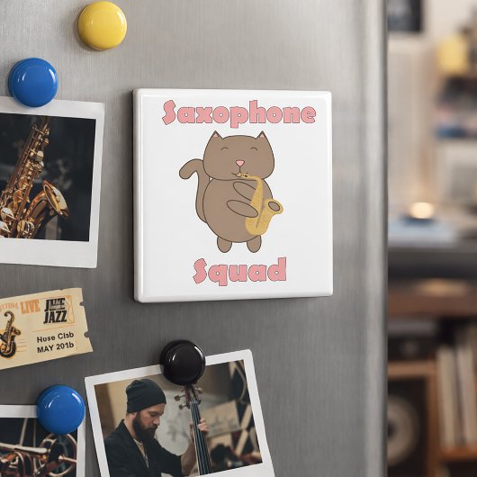 Schattig Saxofoon Squad Kat Magneet