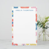 Schattig Scandi Boho Folk Bloem Patroon Persoonlij Briefpapier (Staand voorkant)