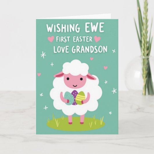 Schattig Schaap Eerste Pasen Kaart (Voorkant)