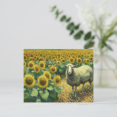 Schattig Schaap in een Zonnebloemenveld Briefkaart (Staand voorkant)