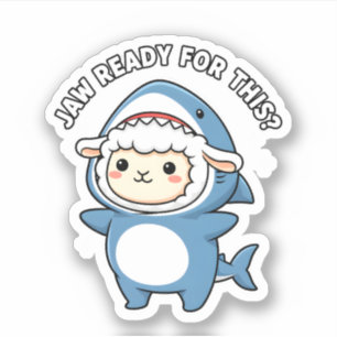 Schattig Schaap in Haaienkostuum KLAAR OM TE BEGIN Sticker