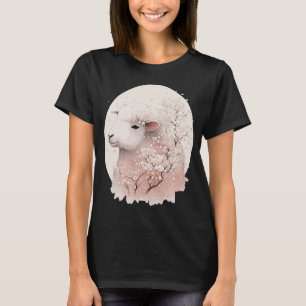 Schattig Schaap Japans Kersenbloesem Sakura Boerde T-shirt
