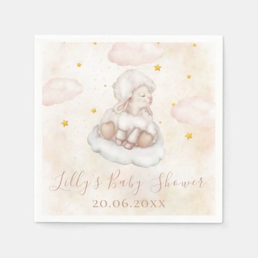 Schattig Schaap Kleine Lamb Pinky Dust Star Baby s Servet (Voorkant)