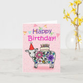 Schattig Schaap Lamb Barnyard Grappige Maximalist Kaart (Gele Bloem)