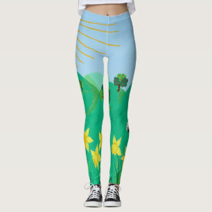 schattig schaap met bomen heukt blauwe lucht en wo leggings