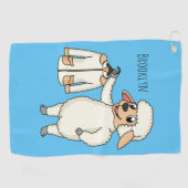 Schattig schaap met jas cartoon  golfhanddoek (Horizontaal)