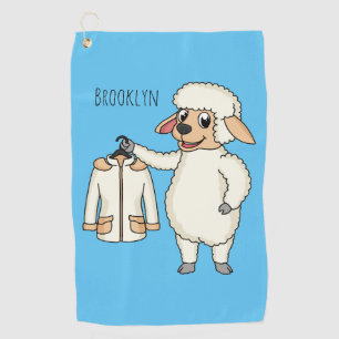 Schattig schaap met jas cartoon golfhanddoek