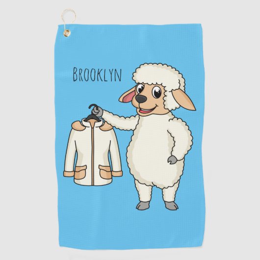 Schattig schaap met jas cartoon  golfhanddoek (Voorkant)