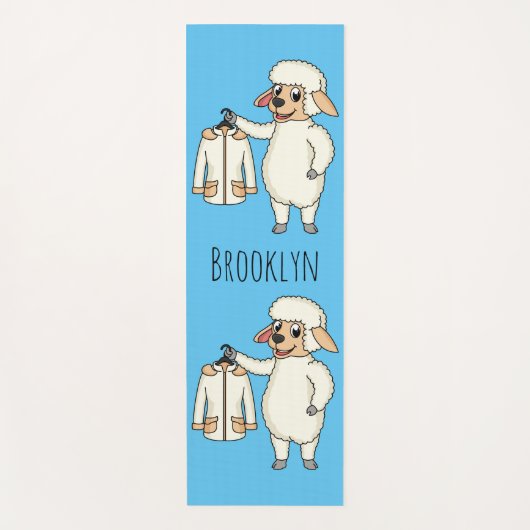 Schattig schaap met jas cartoon  yogamat (Voorkant)