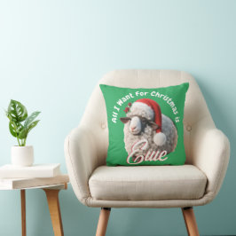 Schattig Schaap met Kerstman Hoed Kerstmis Kussen