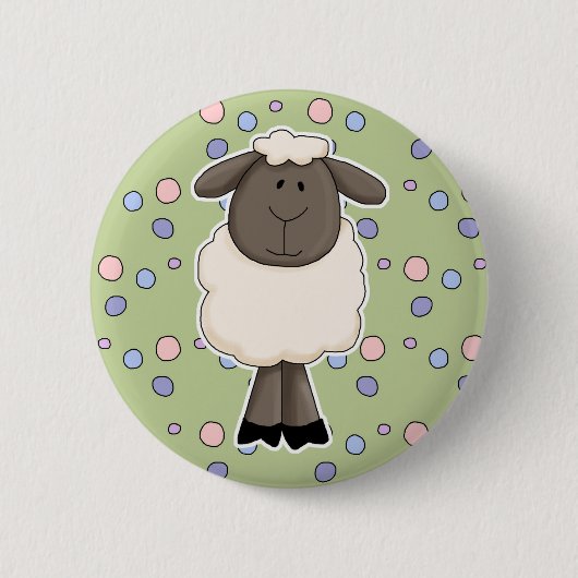 Schattig schaap ooievaar ronde button 5,7 cm (Voorkant)