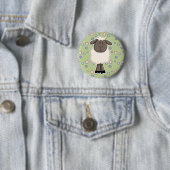 Schattig schaap ooievaar ronde button 5,7 cm (In situ)