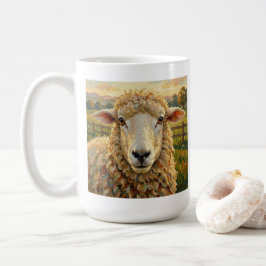 Schattig schaap op een ranch & Ooievaar, Mensen c Koffiemok