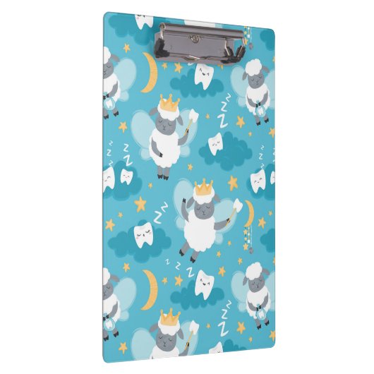 Schattig Schaap Tand Fairy Tandarts Hygiënist Klembord (Rechts)