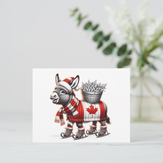 Schattig Schaatsen Canada Ezel Briefkaart (Staand voorkant)